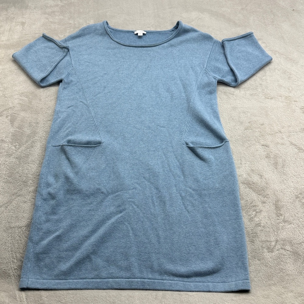 Pure Jill Tunic Sweater Dress Women MP Blue Cotton Cashmere Pockets Quiet Luxury